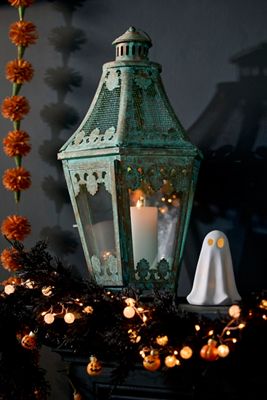 Terrain Glass Pumpkin + Tinsel Garland