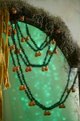 Glass Pumpkin + Tinsel Garland