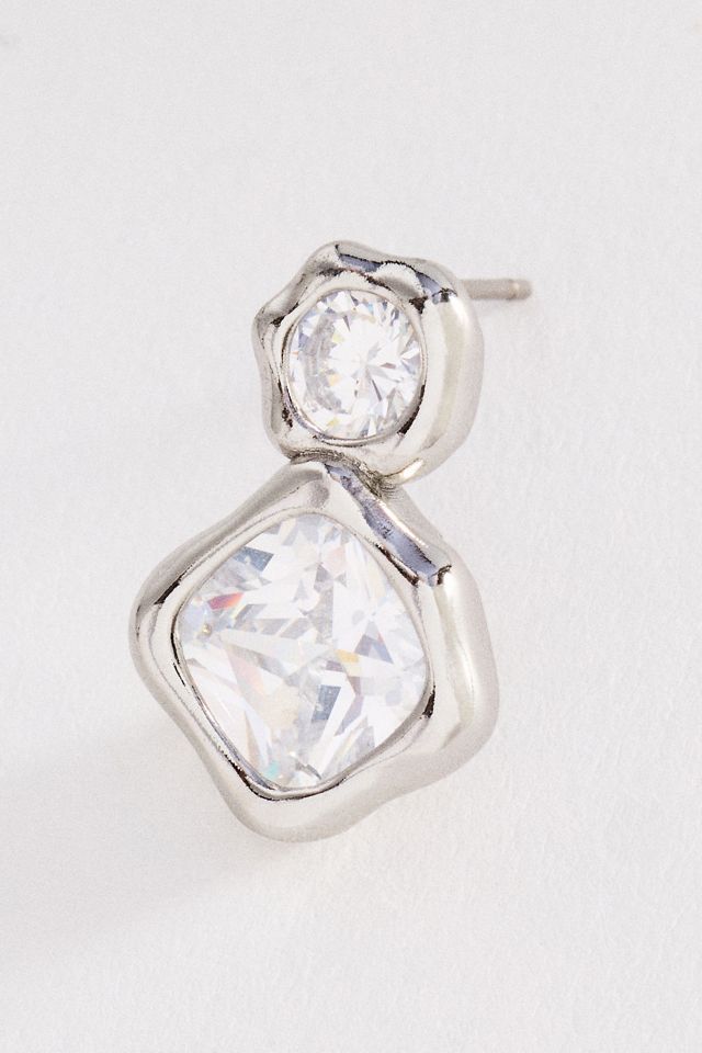 Bezel Crystal Drop Earrings #1