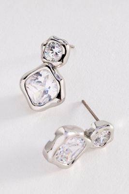 Bezel Crystal Drop Earrings