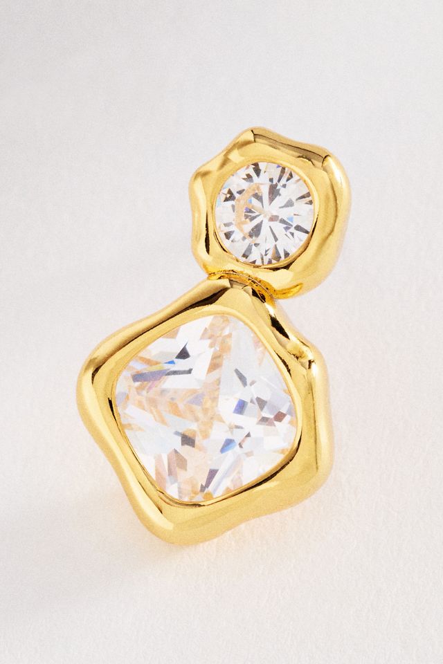 Bezel Crystal Drop Earrings #1