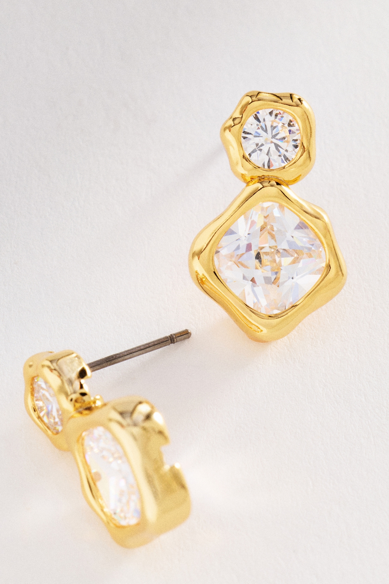 Bezel Crystal Drop Earrings