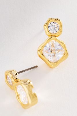 Bezel Crystal Drop Earrings