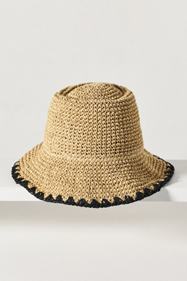 Wyeth Straw Whipstitch Bucket Hat In Neutral