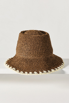 Wyeth Straw Whipstitch Bucket Hat In Brown