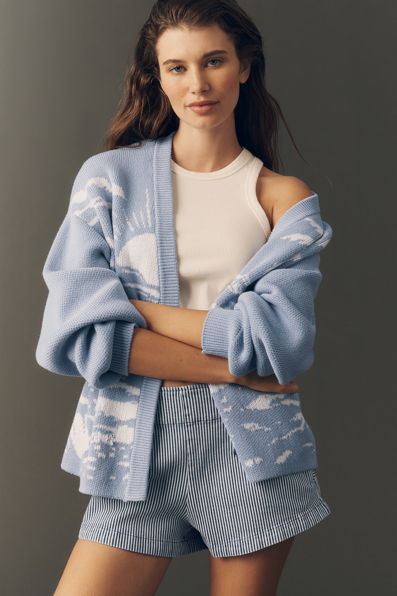 Bel Kazan Cotton Knit Landscape Cardigan