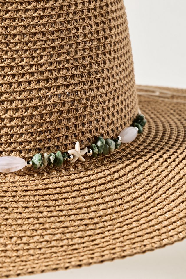 Tea Stained Beaded Rancher Hat #2