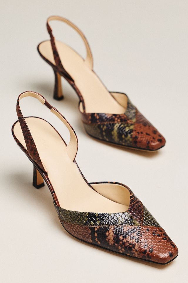 Maeve Square-Toe Slingback Leather Heels #1