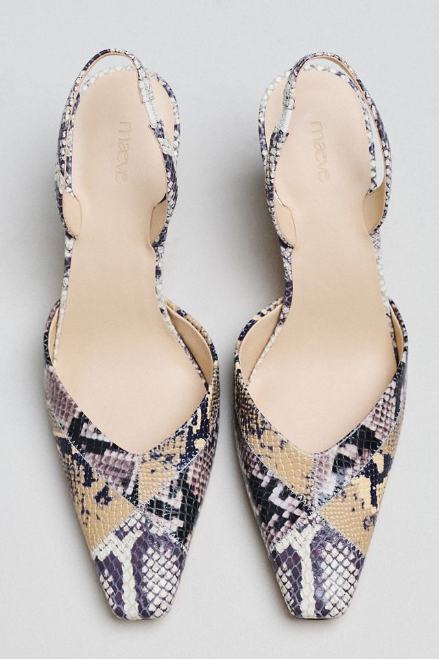 Maeve Square-Toe Slingback Leather Heels #1