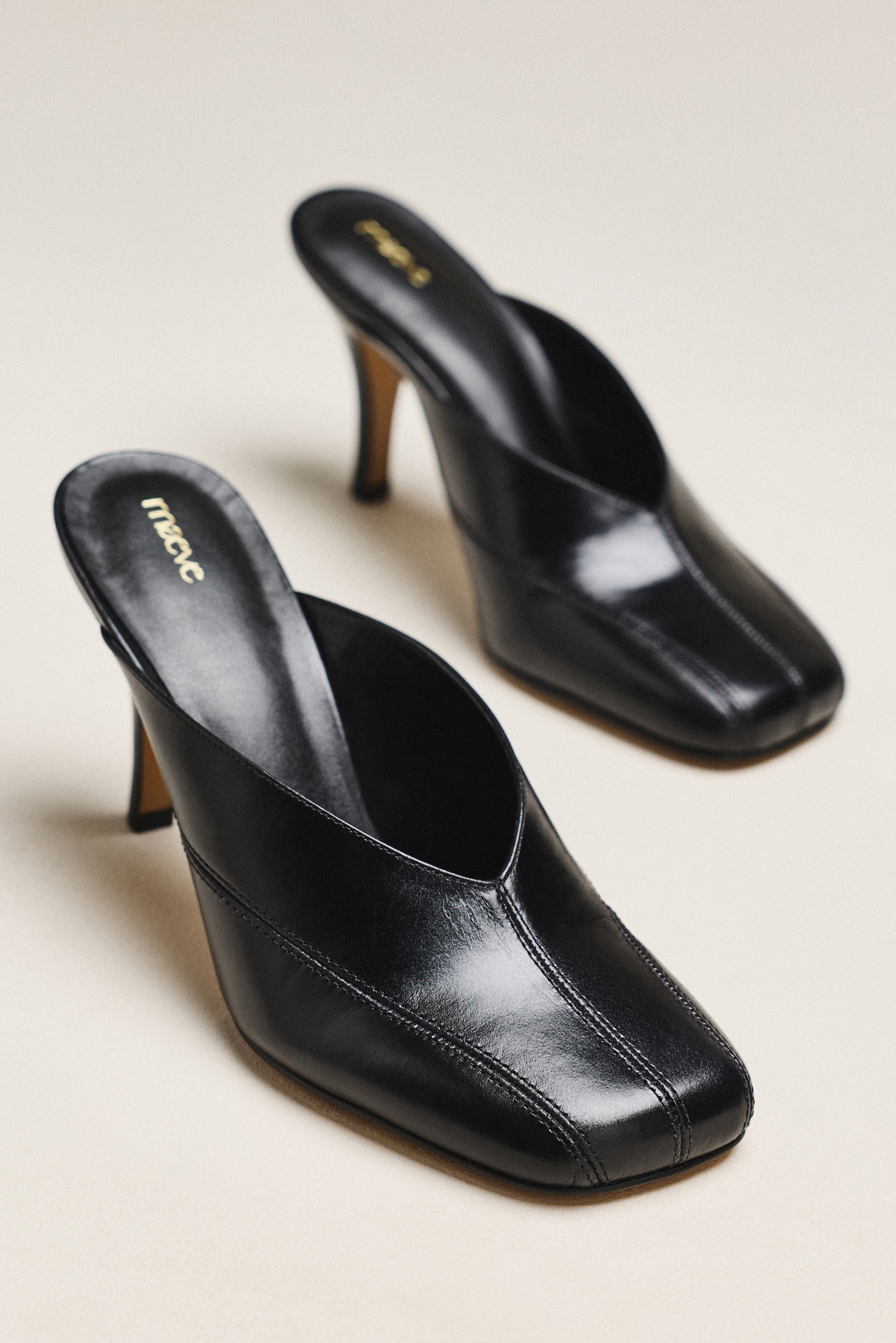 Maeve Square-Toe Mule Heels