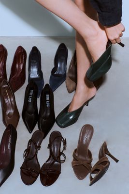 Maeve Square-Toe Mule Heels