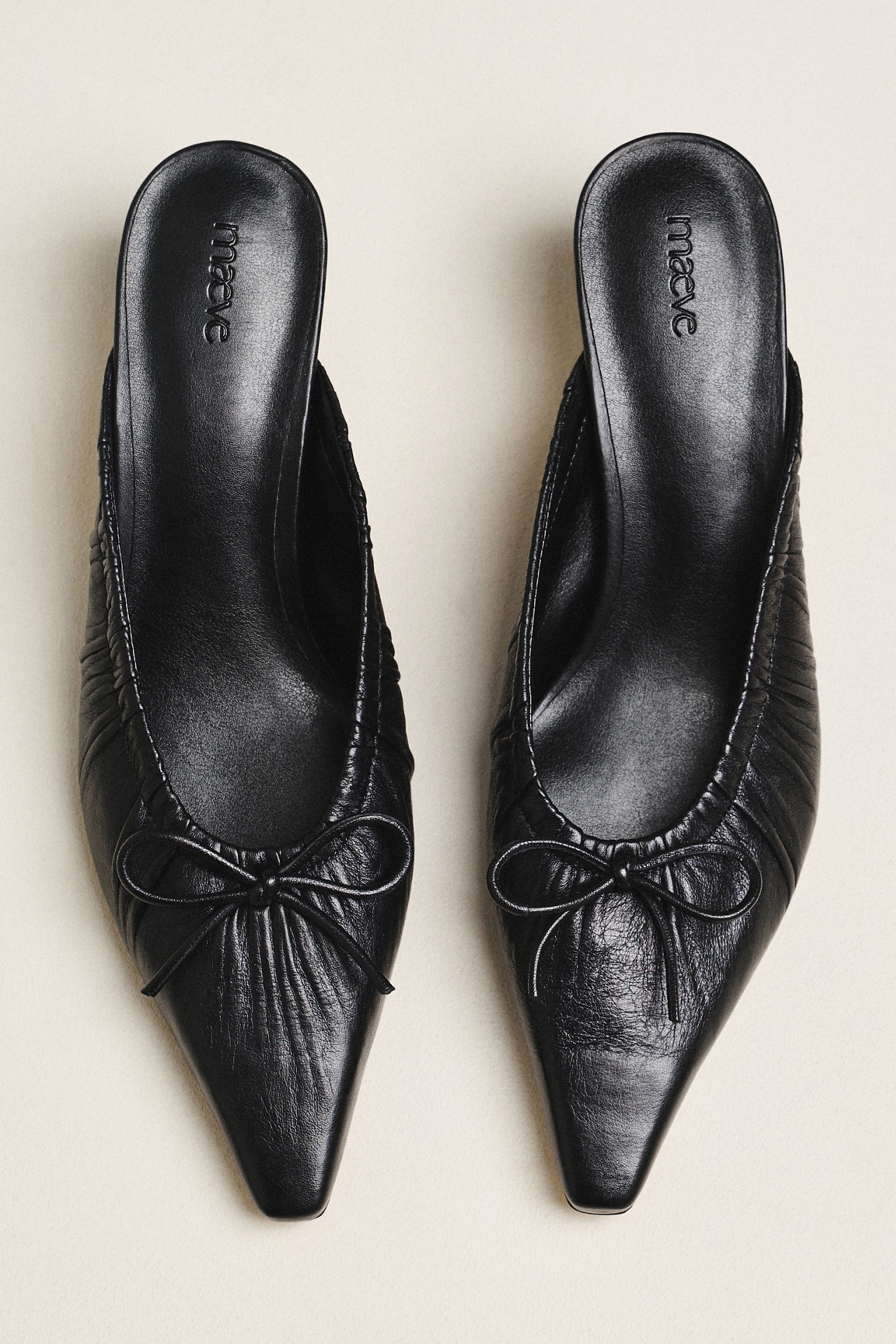 Maeve Cinched Bow Kitten Heel Mules
