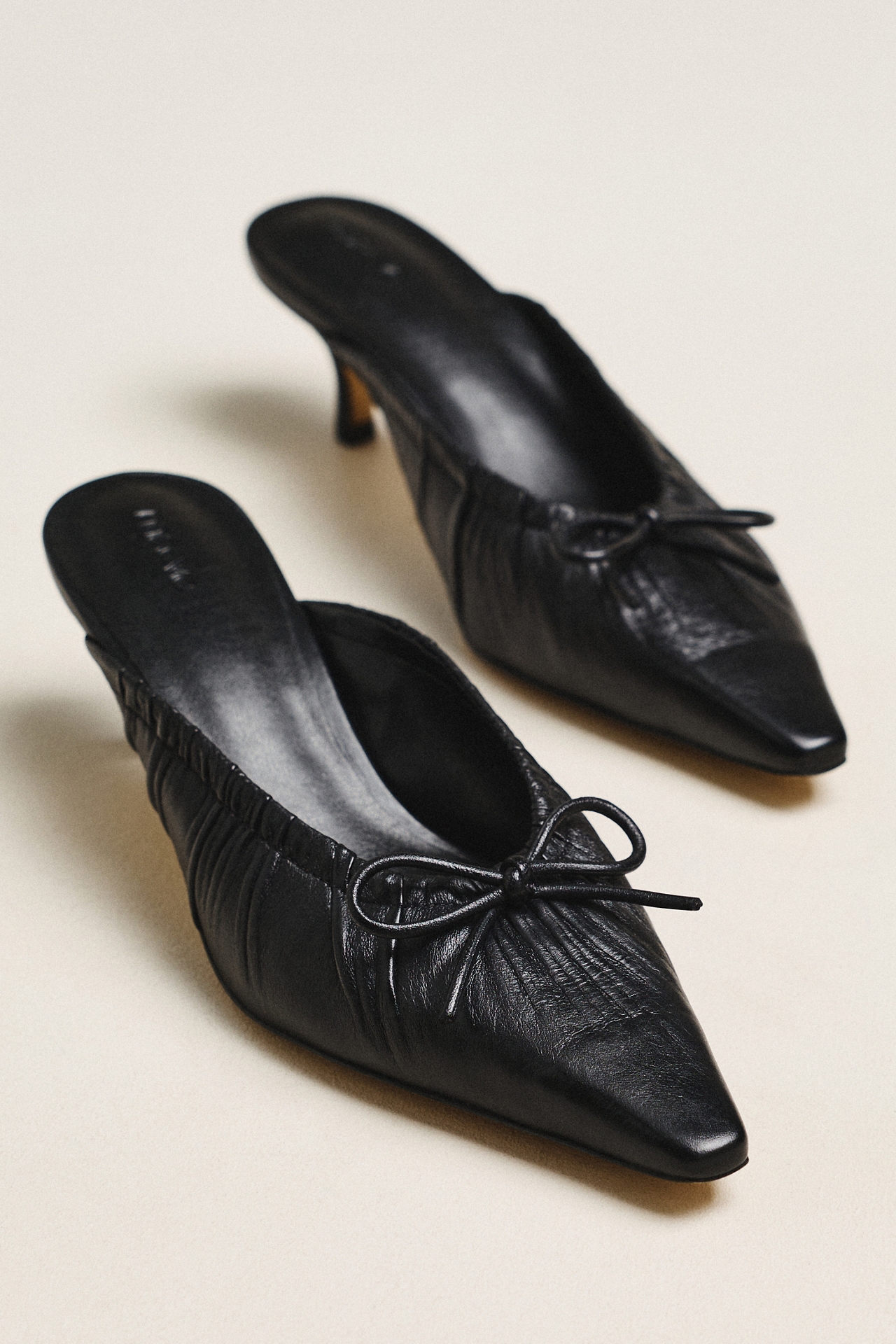 Maeve Cinched Bow Kitten Heel Mules