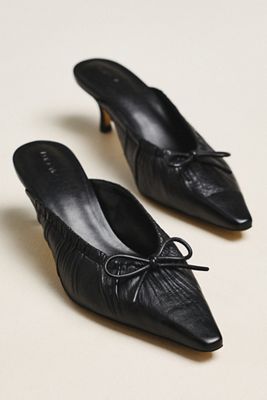 Maeve Cinched Bow Kitten Heel Mules