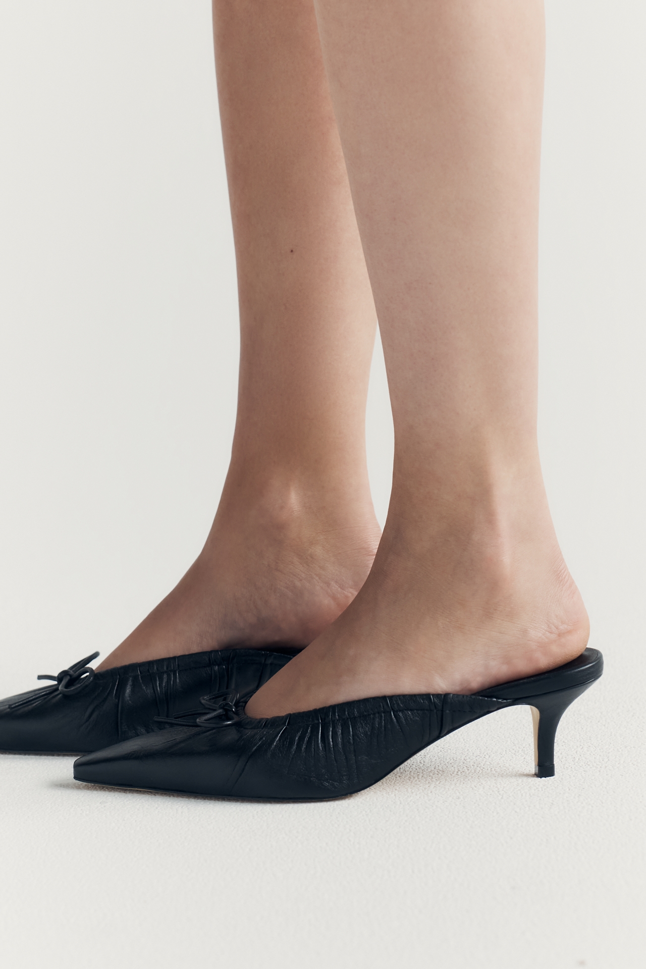 Maeve Cinched Bow Kitten Heel Mules