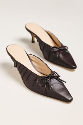 Maeve Cinched Bow Kitten Heel Mules