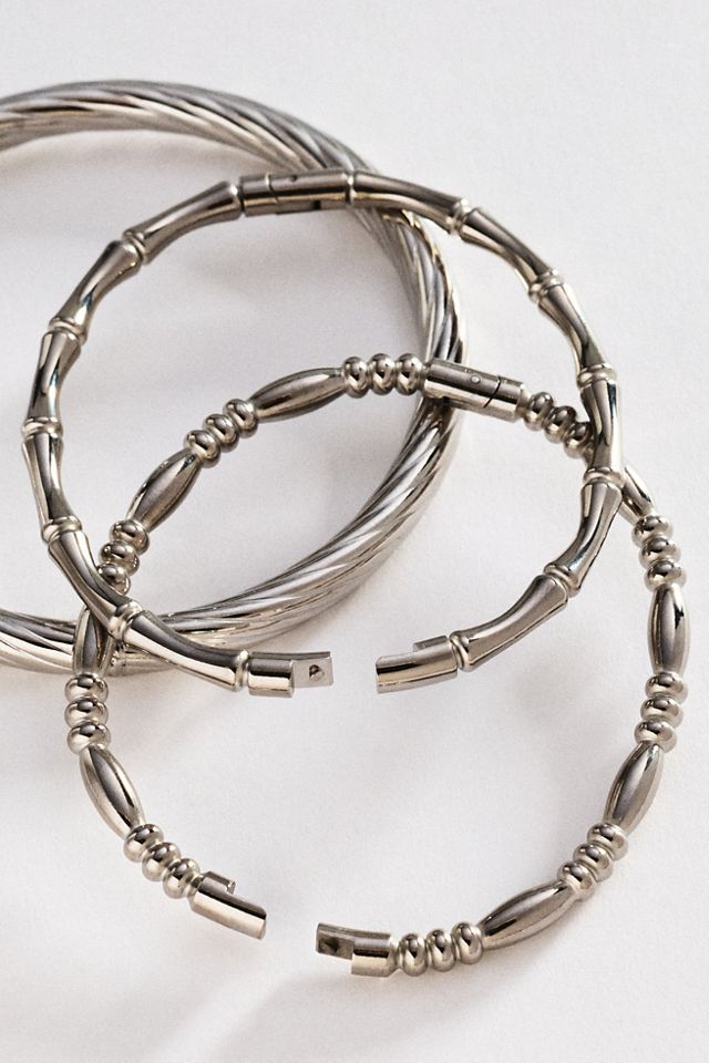 Textured Metal Bracelets, Set of 3 #1