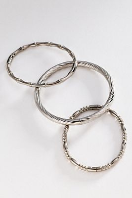Textured Metal Bracelets, Set of 3