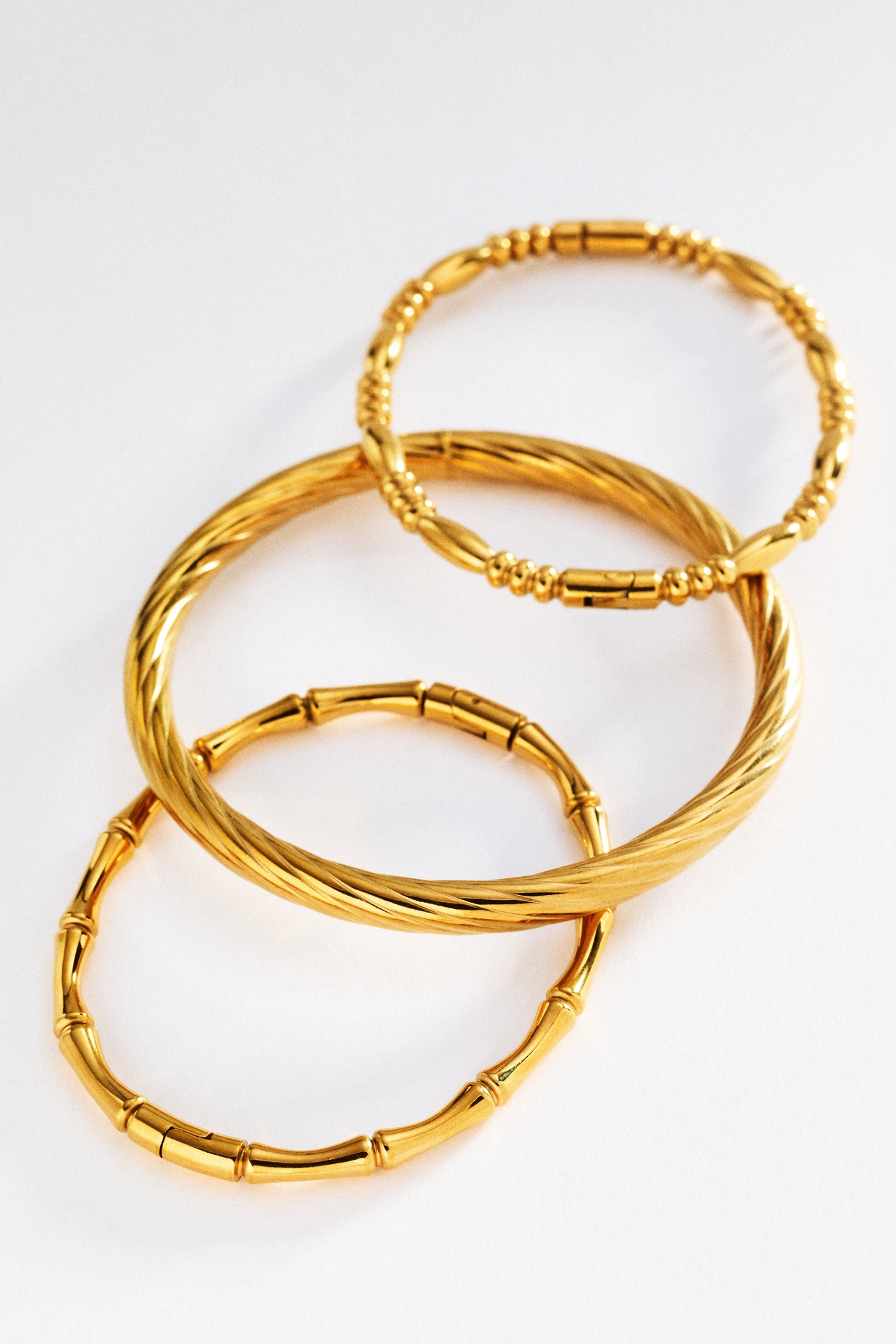 Textured Metal Bracelets, Set of 3