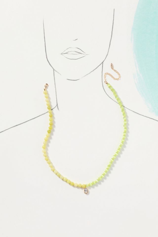 Colorblock Beaded Pendant Necklace #2