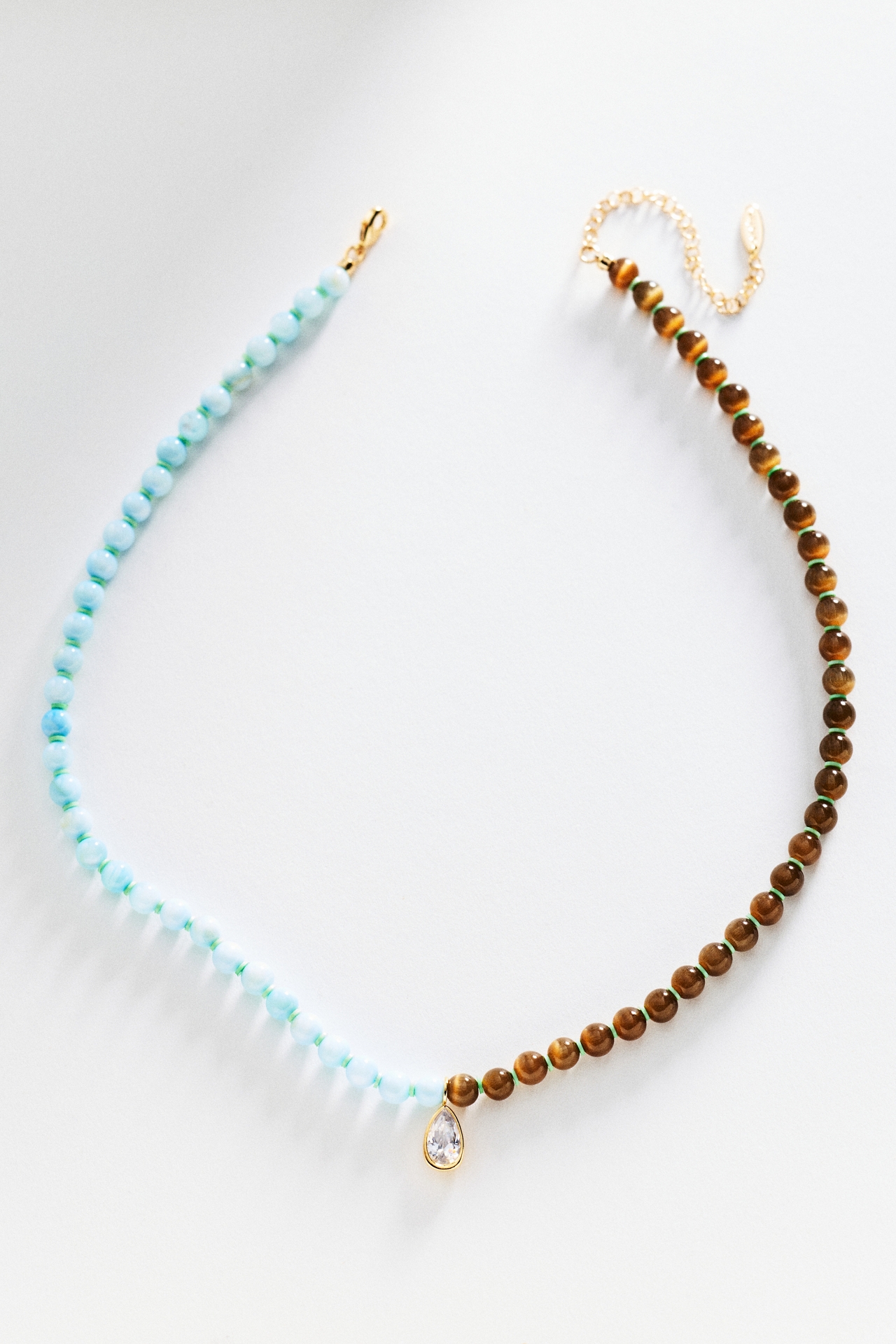 Colorblock Beaded Pendant Necklace
