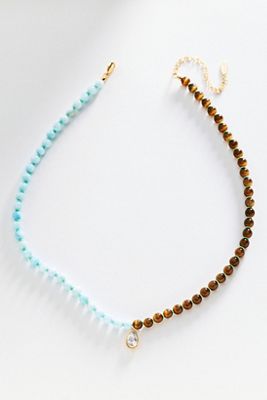Colorblock Beaded Pendant Necklace