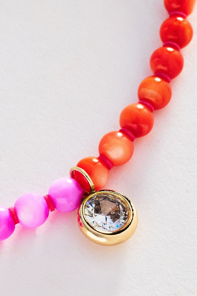 Colorblock Beaded Pendant Necklace #1