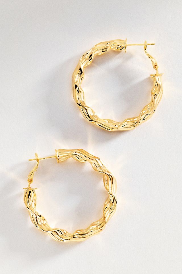 Wavy Textured Hoop Earrings #1