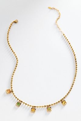 Staggered Bezel Gem Necklace