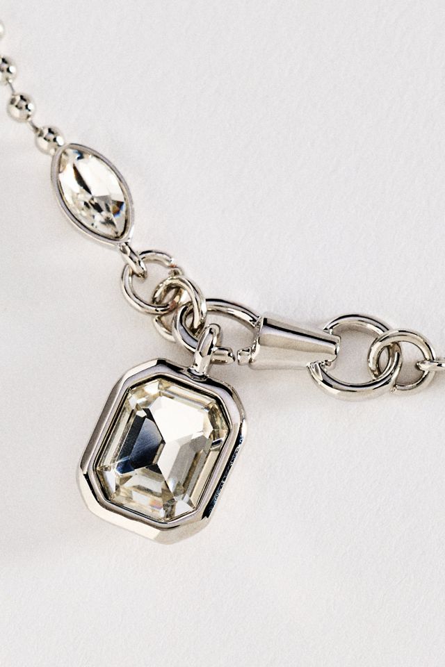 Bezel Crystal Pendant Ball Chain Necklace #1