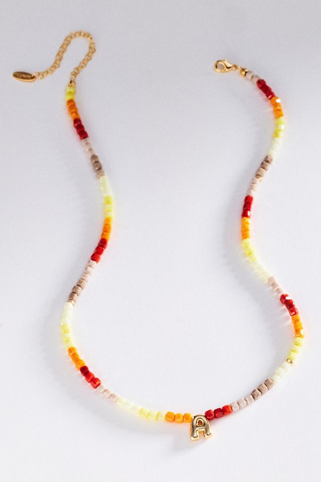 Colorful Beaded Initial Necklace #4