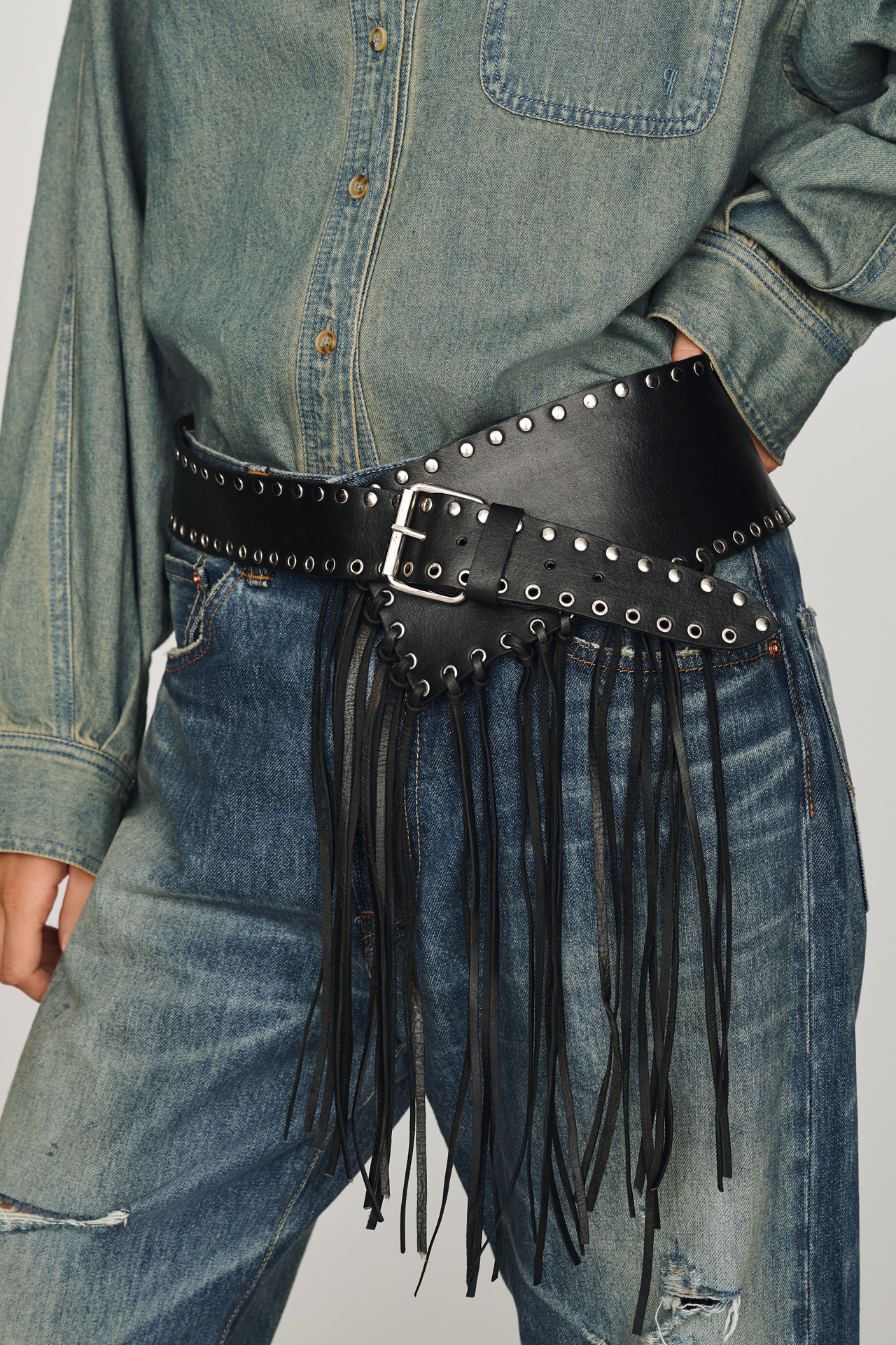 Z & L Fringed Asymmetric Belt