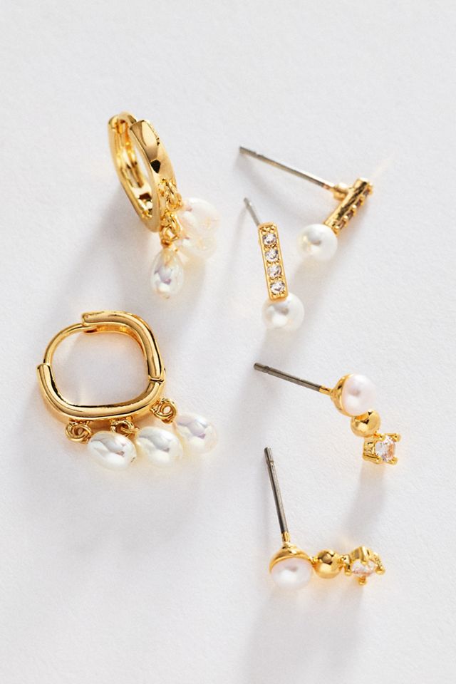 Summer Shell Crystal Earrings, Set of 3 #2