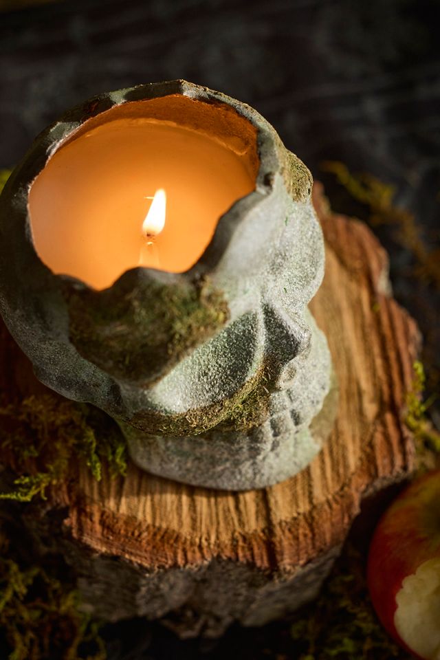 Mossy Skull Candle, Crackling Fireside #1