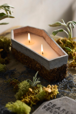 Illume Terrain Halloween Coffin Candle, Tilled Earth In Grey