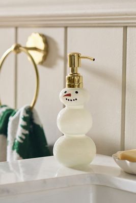 Frosted Glass Snowman Soap Pump