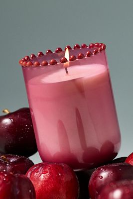 Dotted Rim Fruity Vanilla & Dark Plum Glass Candle