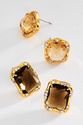 Stone Post Earrings, Set of 2