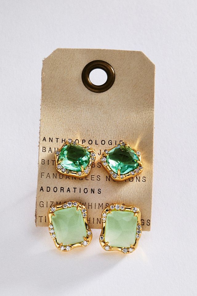 Stone Post Earrings, Set of 2 #1