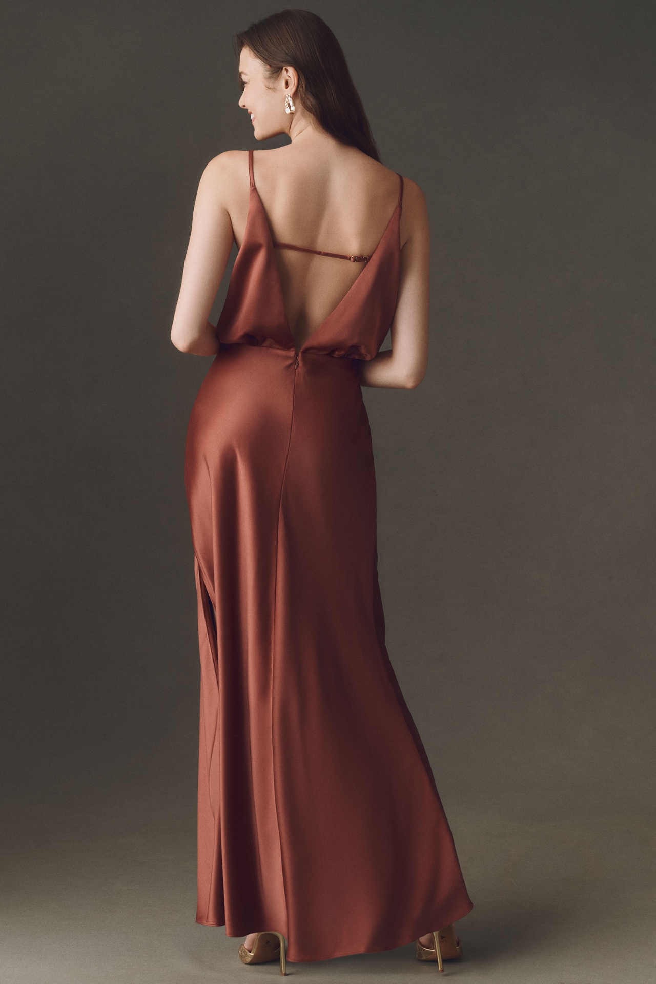 BHLDN Plunge Open-Back Slip Maxi Dress