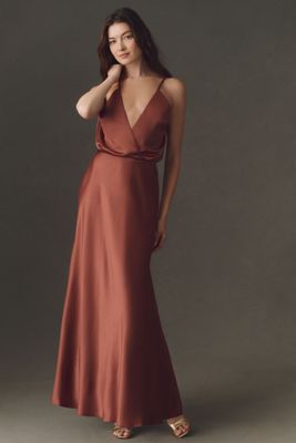 BHLDN Plunge Open-Back Slip Maxi Dress