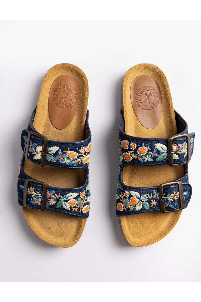 Penelope Chilvers Pool Embroidered Denim Slides #2