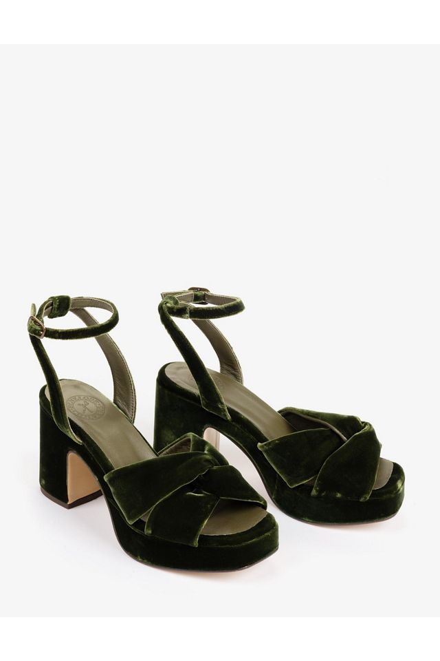 Penelope Chilvers Hibiscus Platform Velvet Block Heels #1
