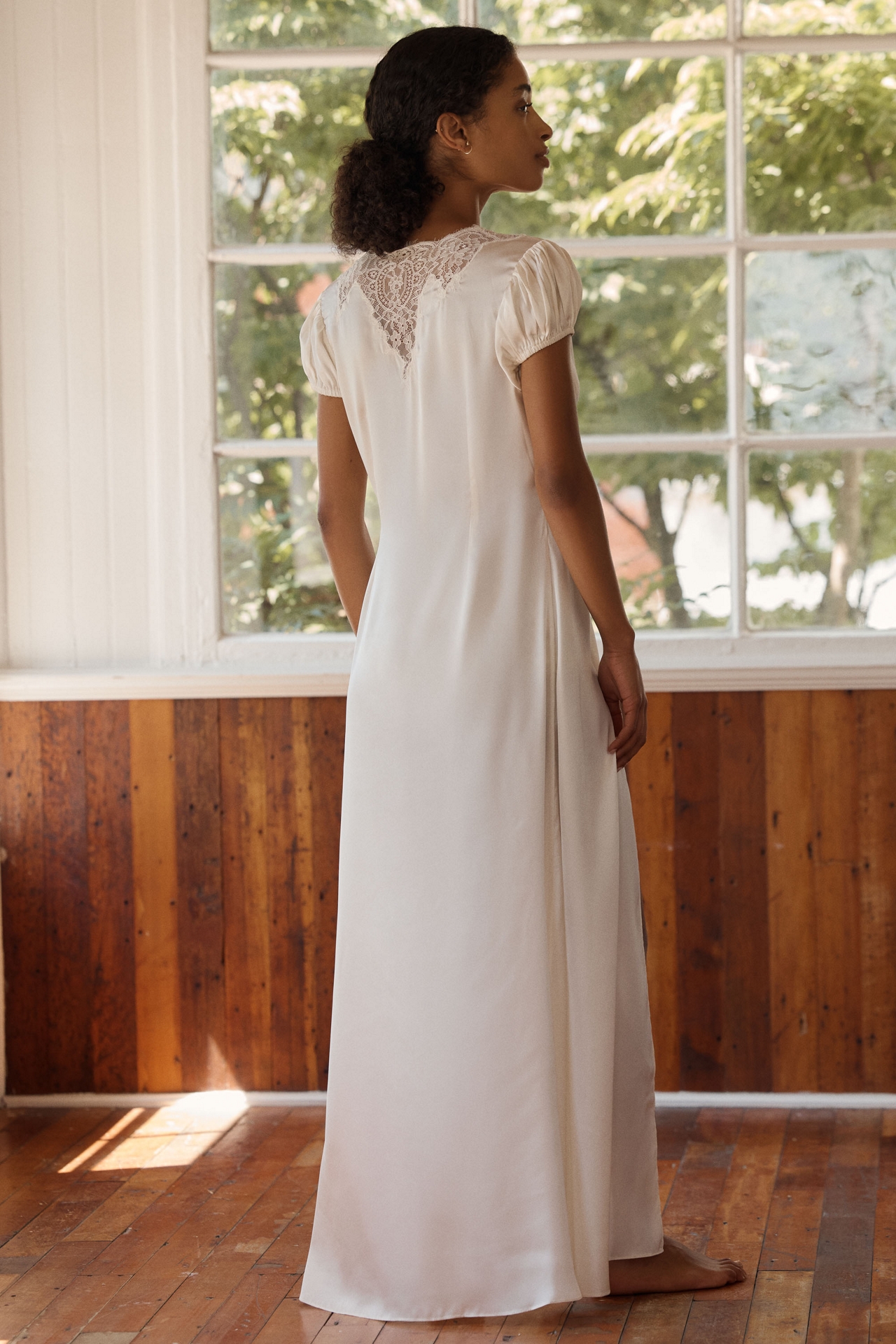 BHLDN Satin Cap-Sleeve Maxi Slip