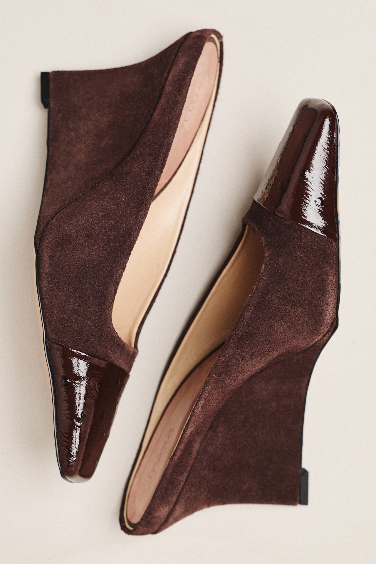 Maeve Leather Toe Cap Wedge Mules