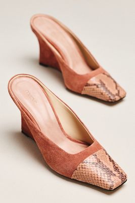 Maeve Leather Toe Cap Wedge Mules