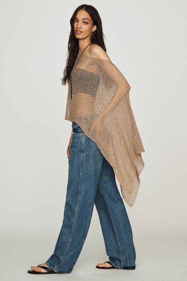 By Anthropologie Lightweight Shimmer Knit Poncho #2