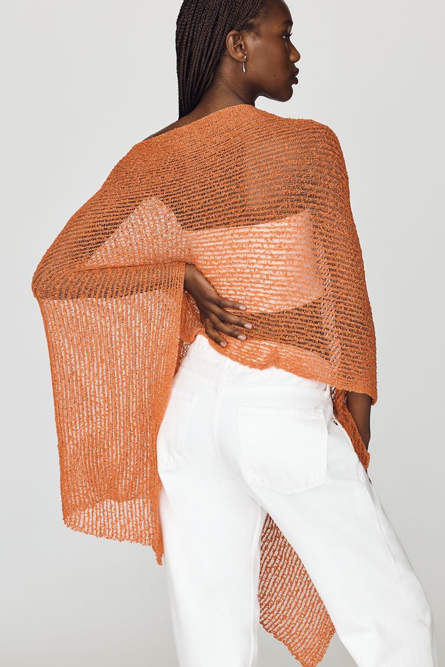 By Anthropologie Lightweight Shimmer Knit Poncho #2