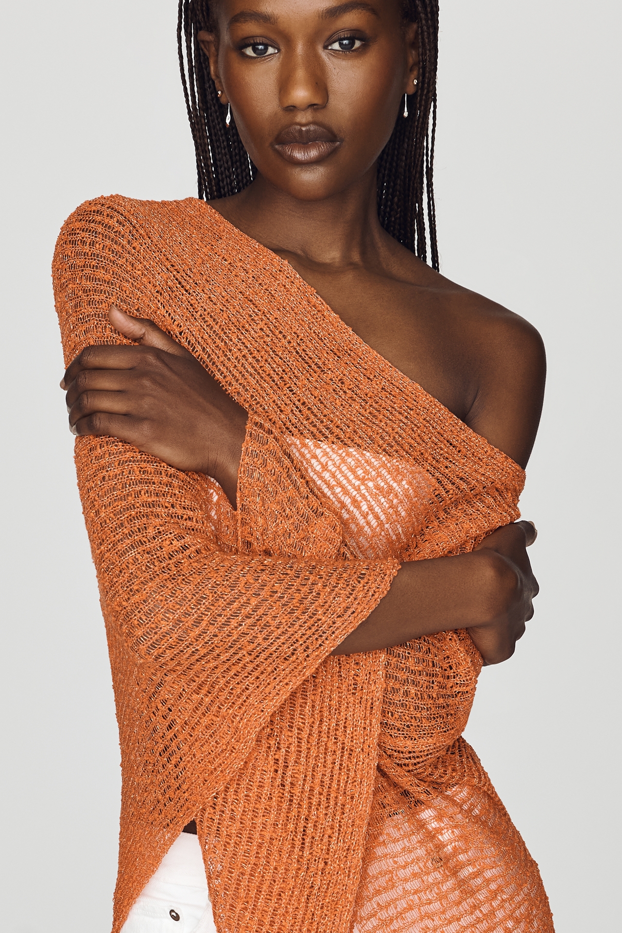 By Anthropologie Lightweight Shimmer Knit Poncho