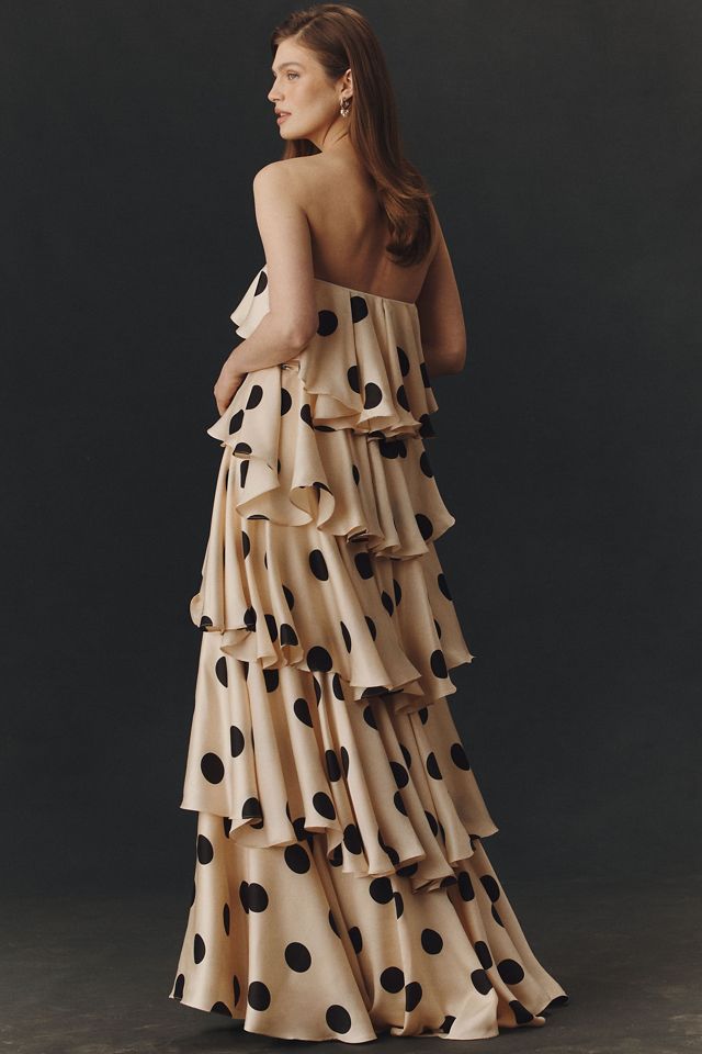 brown dress boot Mac Duggal Style 6193 Strapless Floral Embellished Column Gown Dress main image 0